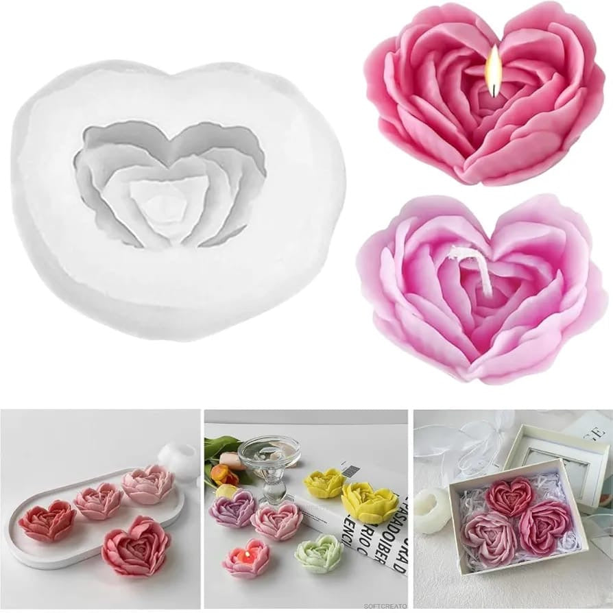 3D flower heart candle handmade mould
