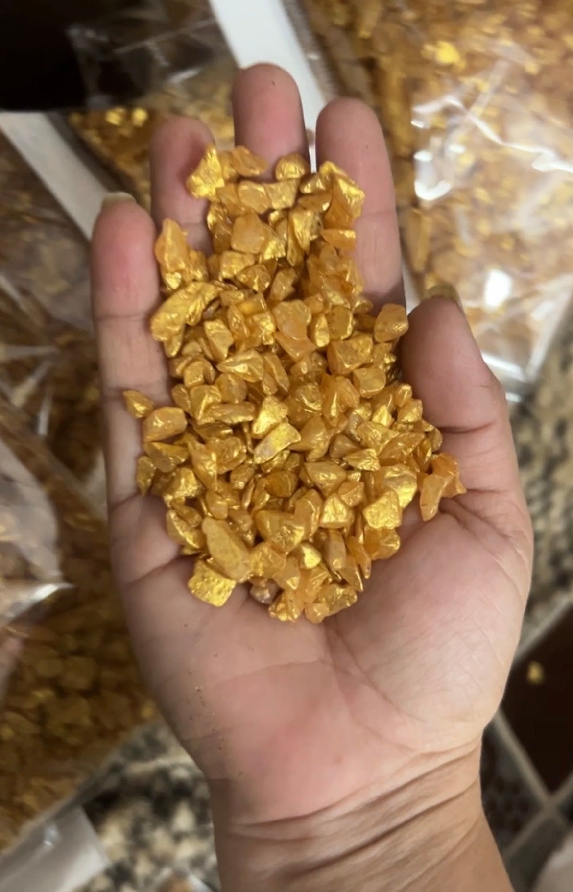 Golden dyed stone