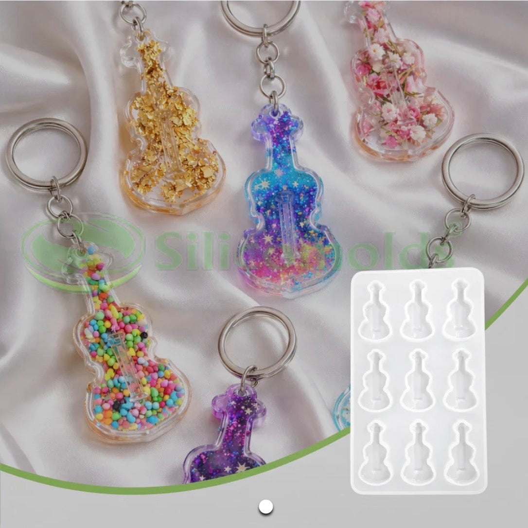 Guitar keychain mould 9 cavity