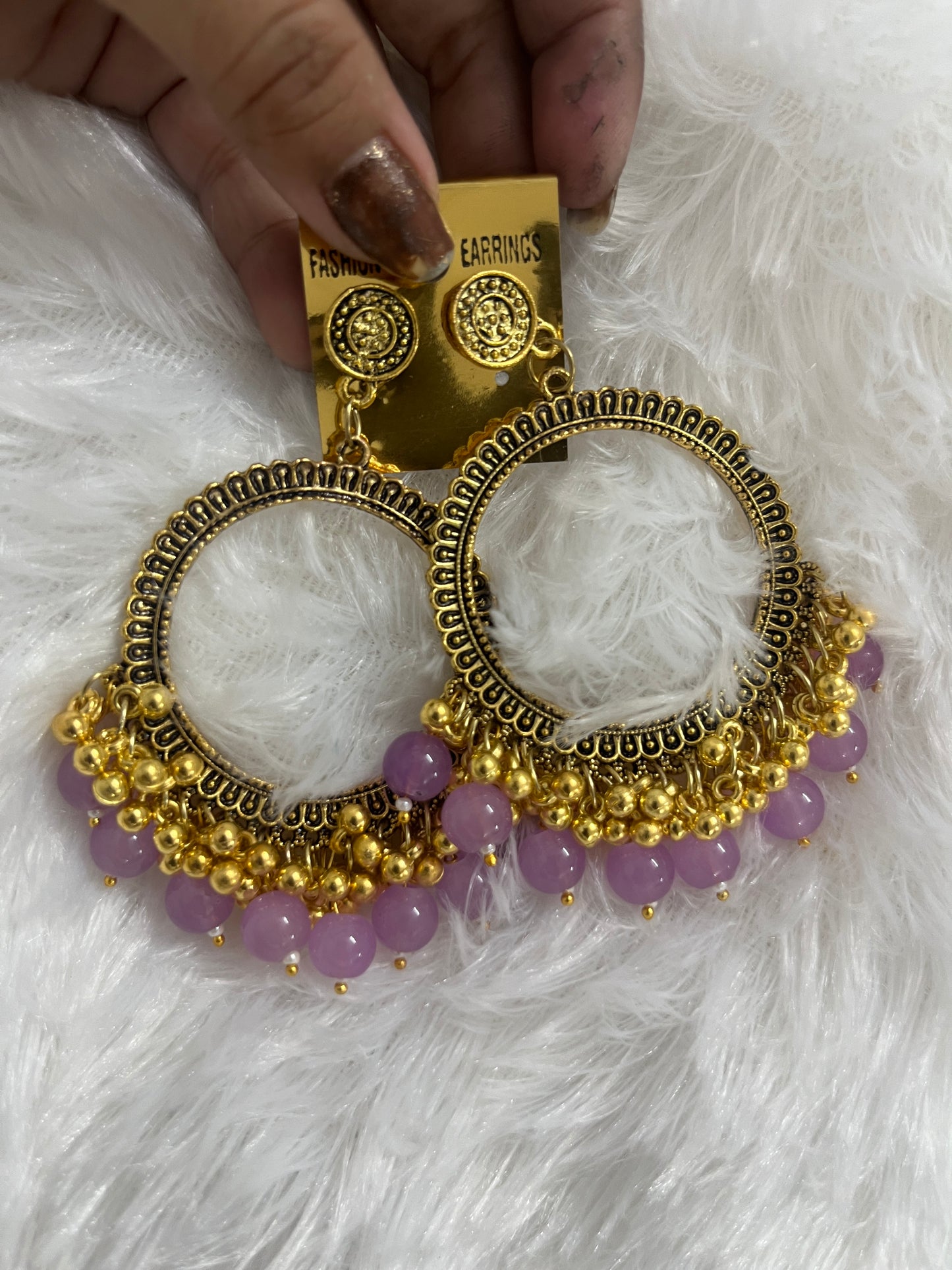 Round jumka with Green Moti (golden)