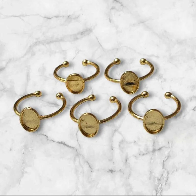 Ring Base Oval Pointed Golden 5pc
