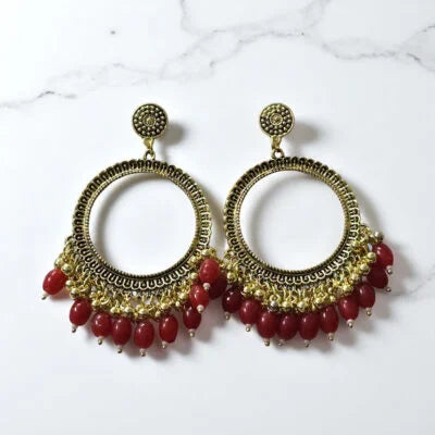 Round Jhumka Earring Bezels Golden – Red Moti For Resin Art