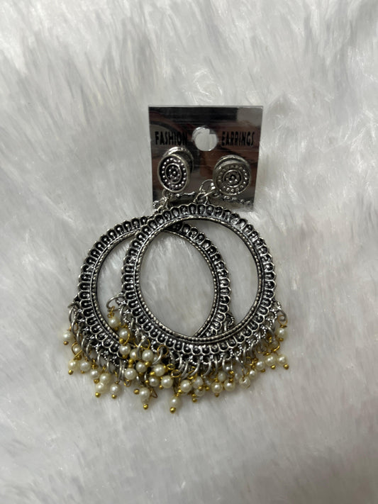 Round Jhumka Earring - pearl moti